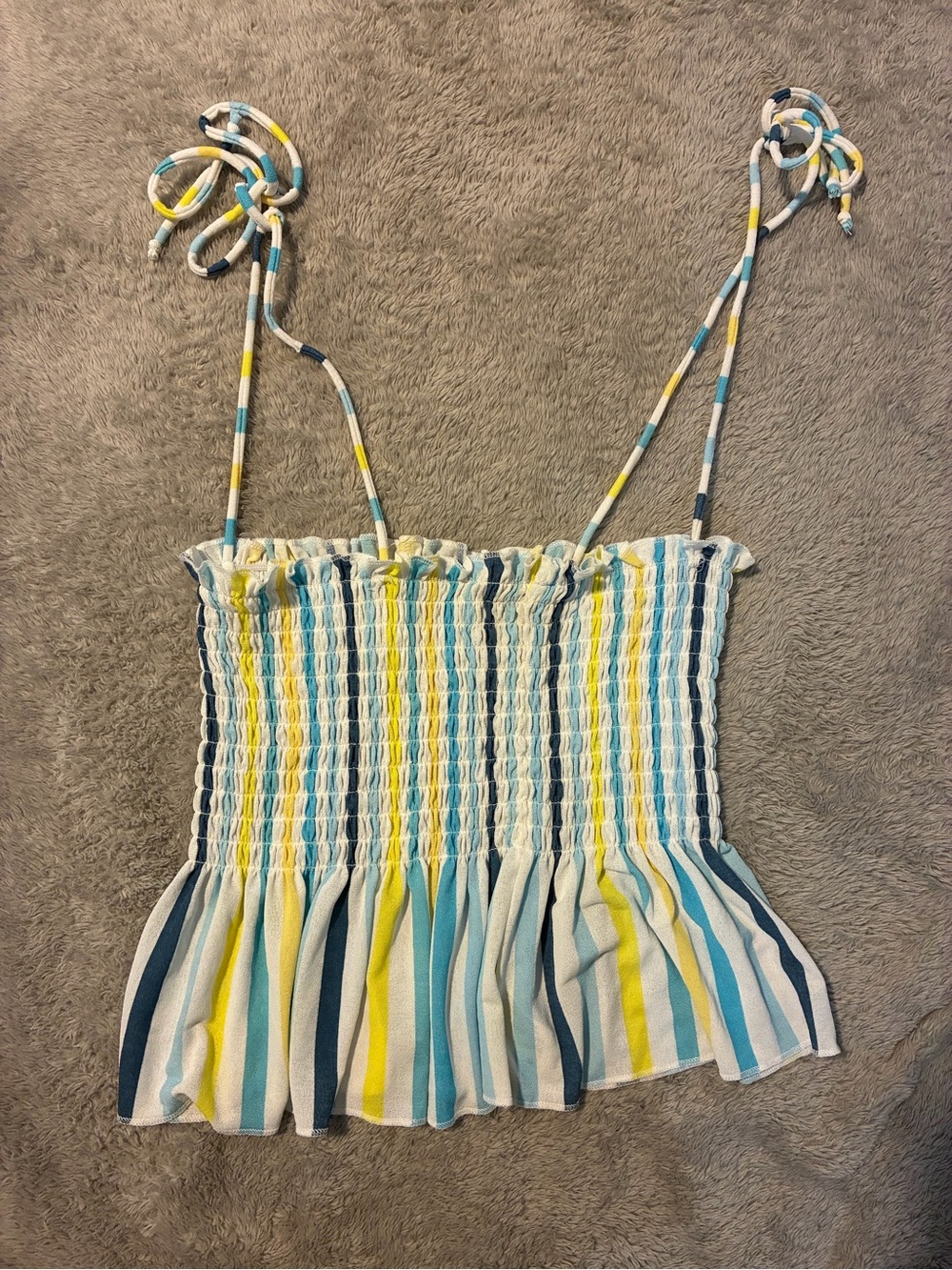wild fable Blue and Yellow Striped Smocked Cami Crop Top